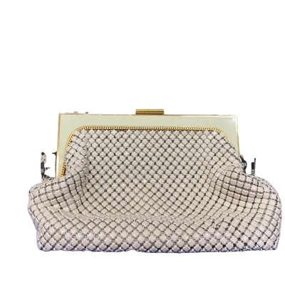  Womens vintage 19x23cm Park Lane Handbag Cream mesh.