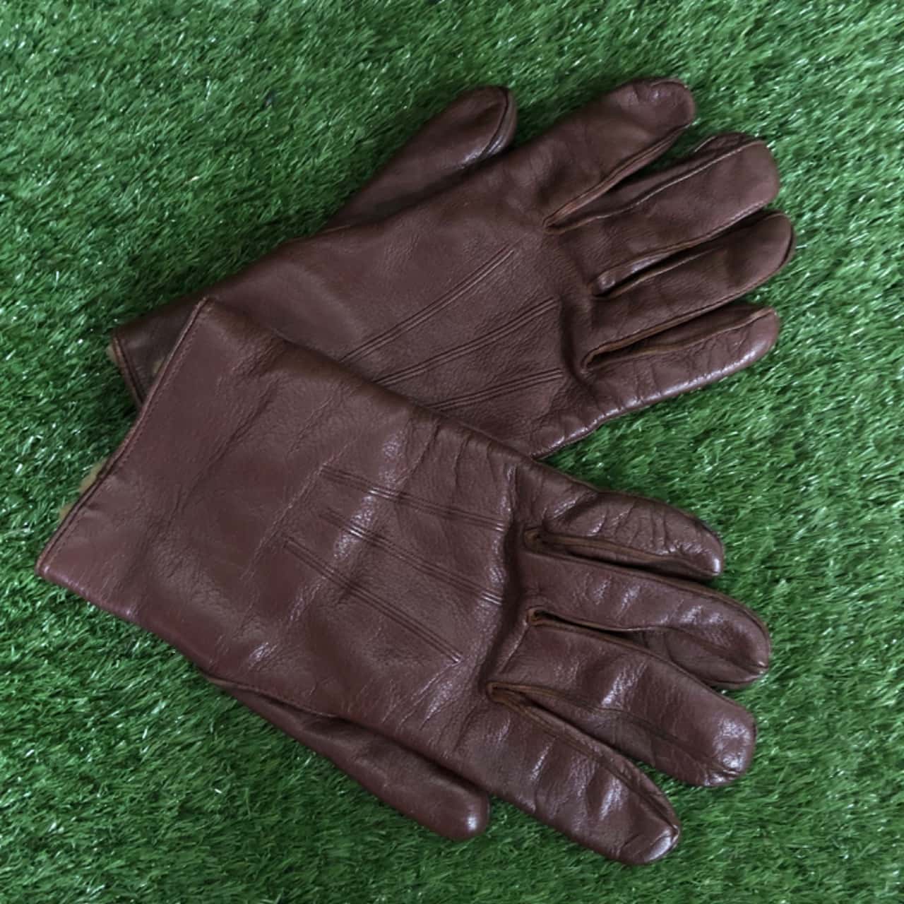 Vintage Morley Choc Brown Leather Gloves With Fur Lining (Size S/M)(s)