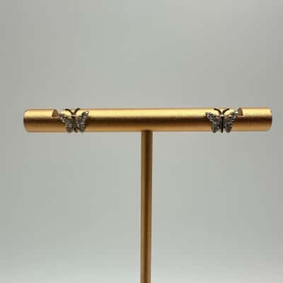 Cute Clear Stone Butterfly Earrings Stamped 925