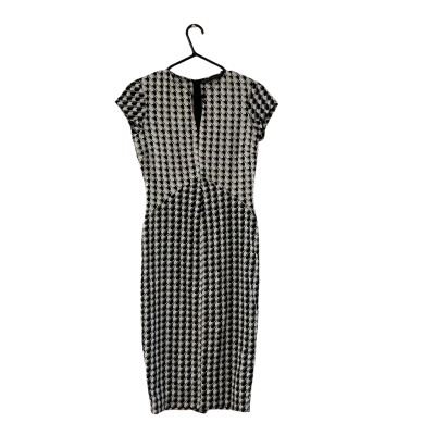 Zara Basic Black & White Geometric Midi Dress Size M