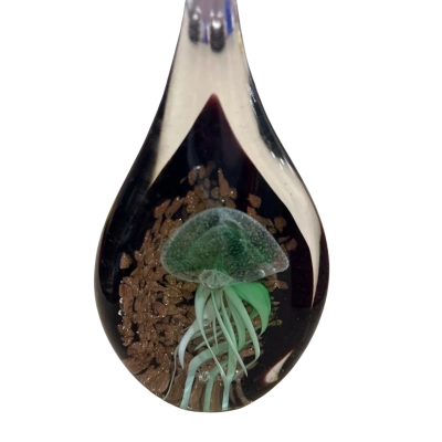 7 inch Glass Drop Jellyfish Coral Paperweight Home Decor Sculpture Coastal Beach Art