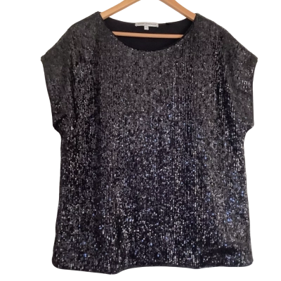 David Lawrence.   Black Sequin Top.    Size XL 