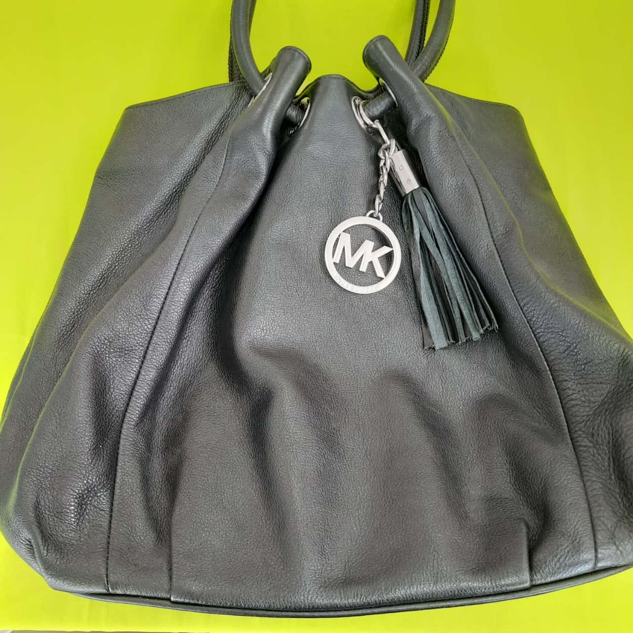 Michael Kors Soft Black Leather Slouchy Tote Top Handle Handbag Silver Hardware Shoulder Bag(s)