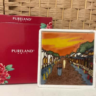 NEW PURELAND Ceramic decorative tile coaster hand glazed Christmas gift Birthday Present Kitchen wedding 