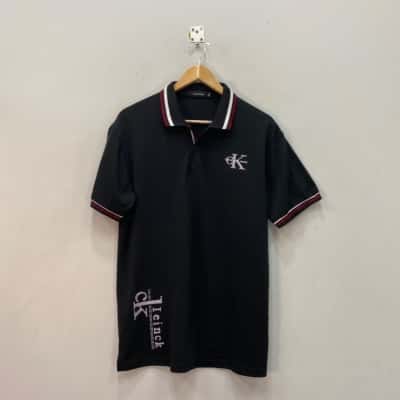 Calvin Klein Mens  Size XXL Polo Shirt Black  / Maroon / White 