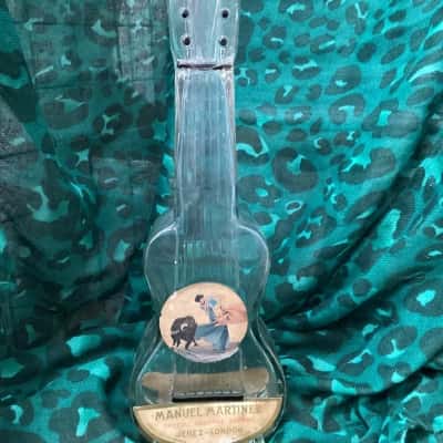 Vintage Spanish Guitar-Shaped Glass Bottle