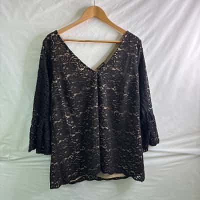 City Chic Womens  Size S Long Sleeve Shirt Black  / Floral 