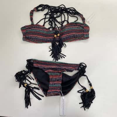 Sheridyn Swim Sydney Black Orange Bikini Set Size 12 / M 
