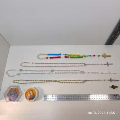 5pcs Unisex Religious Rosary, Pendant, Necklace Bundle 