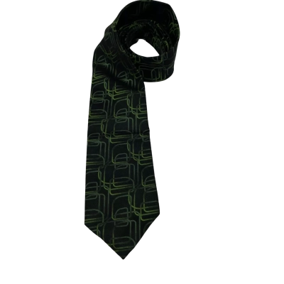 The Rack London Italian Made Mens100% Silk Ties Black  / Green BNWT