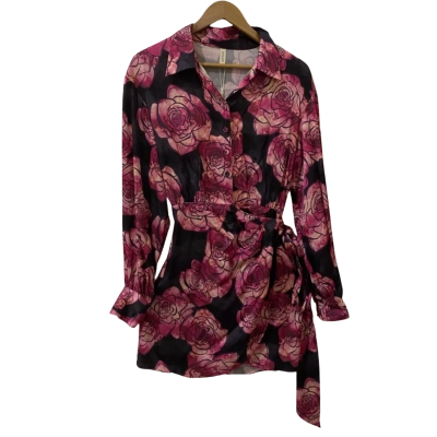 Kivari Womens  Size 10 Mini Wrap Dress Floral/ Pink/ Purple 