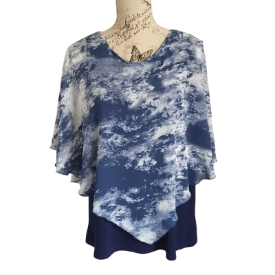 Vivid Womens  Size 14 Party Top Navy Blue / Pattern BNWT