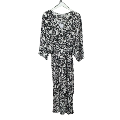 Wayne Cooper Womens Abstract Jungle print  Size 12 Midi Dress Black  / White BNWT