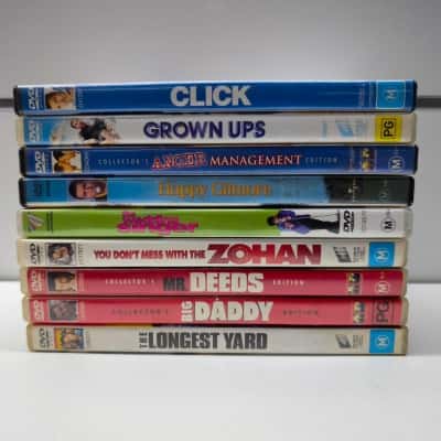 Adam Sandler Comedy DVD Bundle of 9 (Click, Grown Ups, Anger Management, Happy Gilmore, The Wedding Singer, You Don't Mess with the Zohan, Mr. Deeds, Big Daddy, and The Longest Yard)