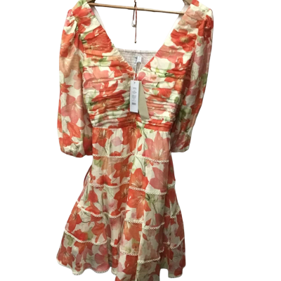Womens Forever New 'Curve' Long Sleeve Floral Dress, Size 16 