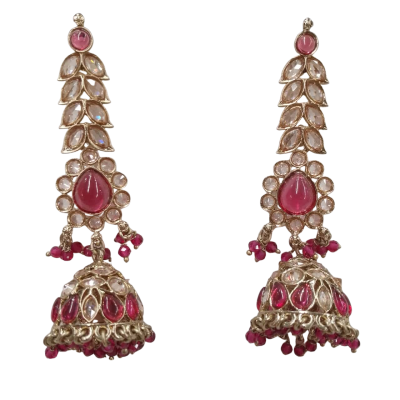 Kundan Style Pink Earrings 