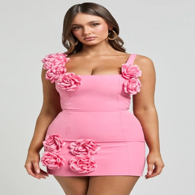 Brand new Showpo Size 18 EMMY MINI DRESS Rosette Detail Fitted Dress in Bubblegum Pink