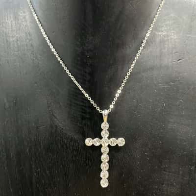 Mestige / Swarovski Silver Diamante Cross Necklace