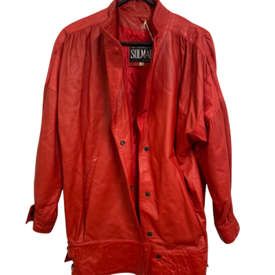 SOLMAR Womens  Size 12 Leather Jacket Red 