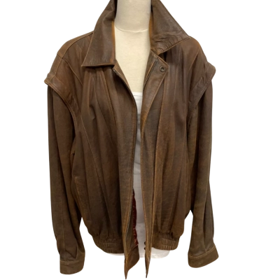 Vintage “The Leather Connection” Sydney Australia Aviation Style Bomber Jacket Brown Size XXL
