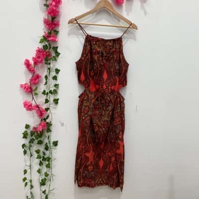 Ishka Womens Shoestring Strap Dress Size XL Orange 