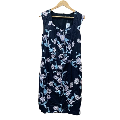 Jacqui-E Black Floral Print Dress Size 14 