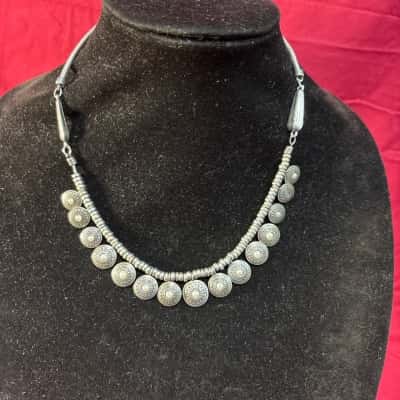  Women's Oxidised Silver Tone Bohemian Double Sided Necklace 