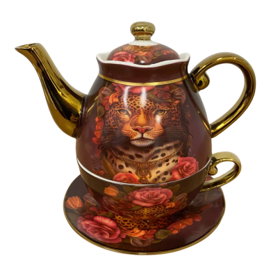 Pure Homewares Milano China Tea For One - Pink Leopard