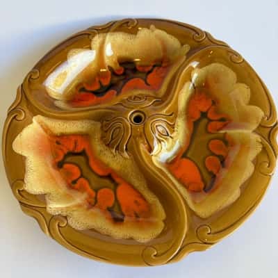 Vtg. Mid Century Glazed Pottery Serving Platter