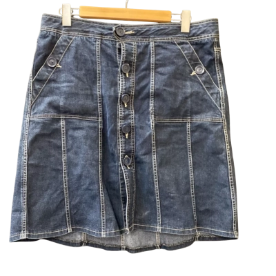 Gorman Size M Button Up Denim Skirt Navy Blue 