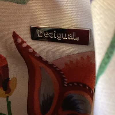 Desigual Tote Bag – Black Floral Painted Design 