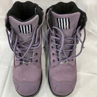  she wear Women's  Size 5 Safety Work Boots Purple 