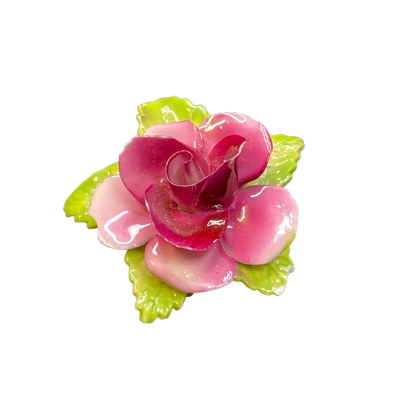Thorley Womens Vintage Brooch Green/Pink Bone China