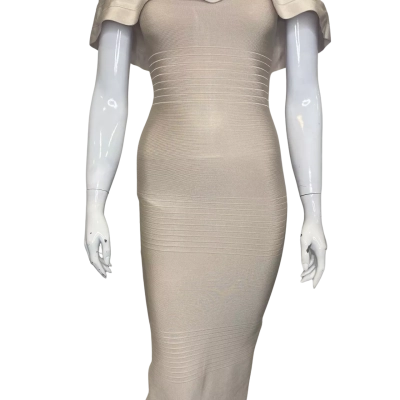 Loreta Womens  Size L Bodycon Dress Beige 