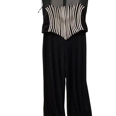 Joseph Ribkoff Womens  Size 16 Short Sleeve Jumpsuit Black  / White G