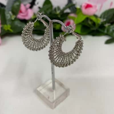 Womens Silver Hoop Earrings 