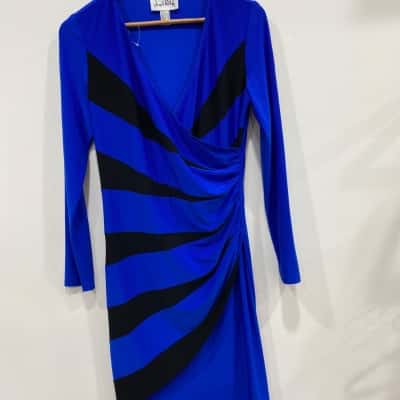 Joseph Ribkoff Womens  Size 14 Long Sleeve Dress Black  / Blue 