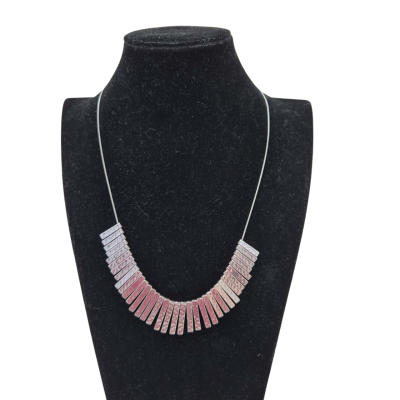 Basque Womens Silver Look Fan Statement Necklace