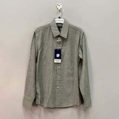 Van Heusen Teen Size 14  Linen blend shirt green / Grey 