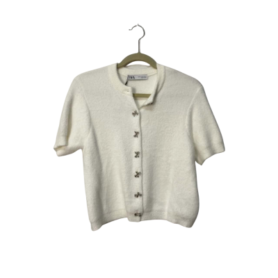 BNWT Zara Bow Blouse Size XL White rrp$69.95