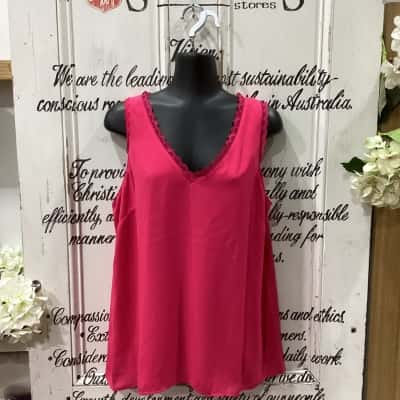  BRIDGEE BRAND! BNWT RRP $69.00! LIPPY PINK TANK TOP! Womens  Size 12 Short Sleeve Top Pink  