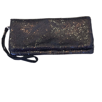 Olga Berg Womens Metal Mesh Fold Purse Metallic Grey