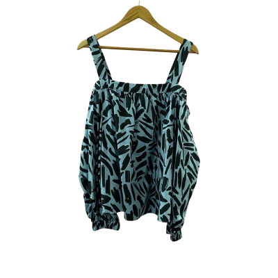 Witchery Light Blue/ Black print off the shoulder top Women's size 12 