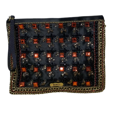 Mimco women’s ‘novak’ pouch in gold, red and black.
