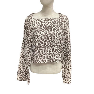 NEW - Seed Heritage  Size 12 Long Sleeve Top Brown / Off White 