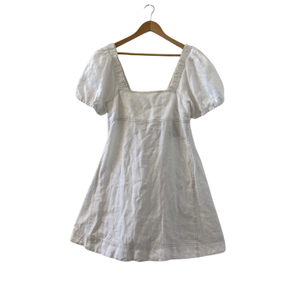 JAG Women's Kiki Mini Puff Sleeve Dress White Size S/AU10 (**Brand New** with tag $180)