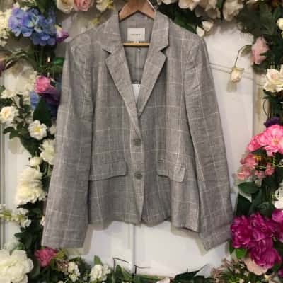 NWT Trenery Size 18 Blazer Checked Linen 