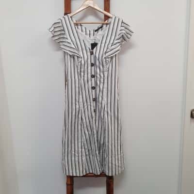 Portmans Women's Size 10 Navy Stripe Dress - New With Tags