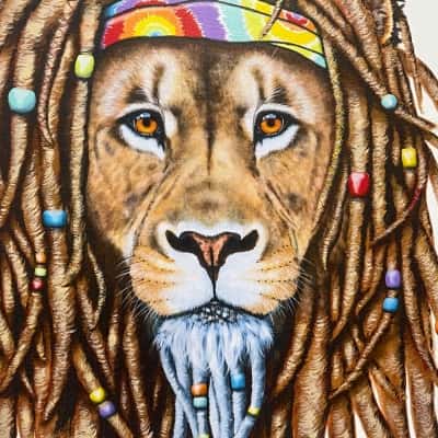 Maree Davidson Hippie Lion Canvas-fabulous Art