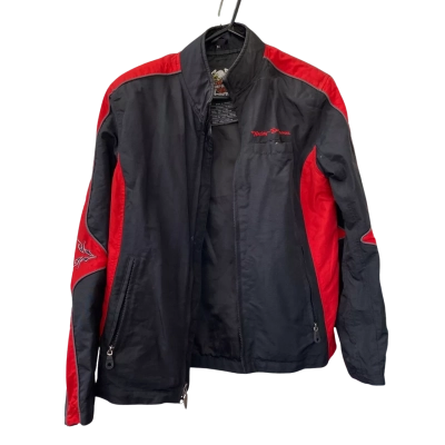 Harley Davidson Black Red Front Zipper Size M 